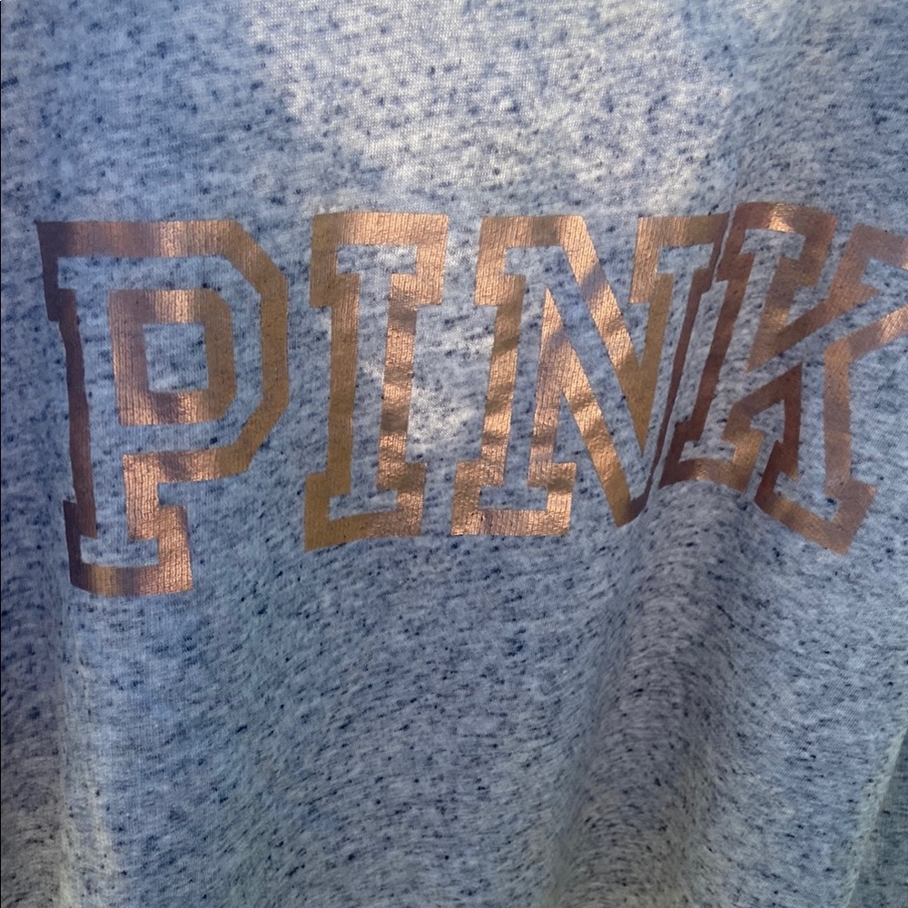 Victoria's Secret Heathered Gray Sweatshirt with Metallic Pink Logo